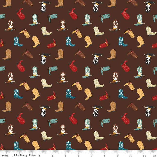 Handmade Valance or Curtain Panel Cowboys Boots Brown