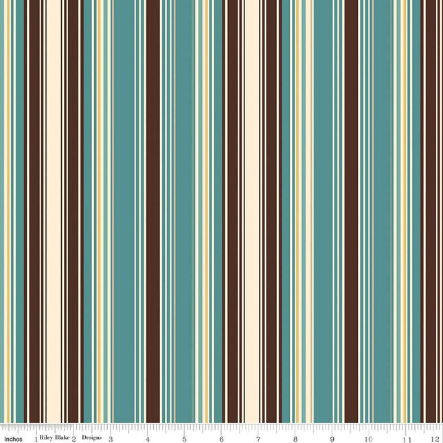 Cowboys Stripes Teal Cotton Fabric