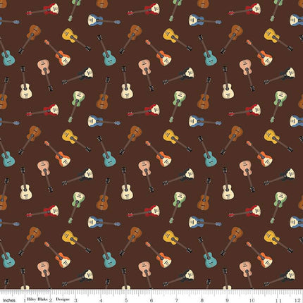 Handmade Placemat Or Table Runner Cowboys Guitars Brown