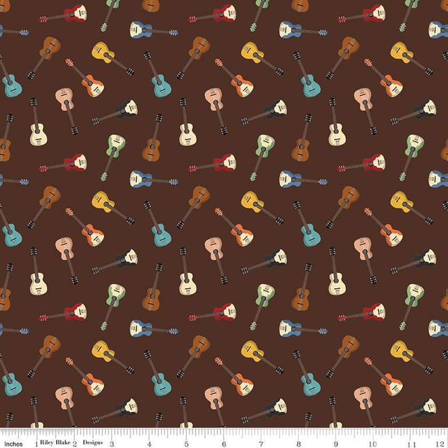 Handmade Placemat Or Table Runner Cowboys Guitars Brown