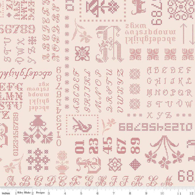 Piece & Plenty Sampler Red Cotton Fabric