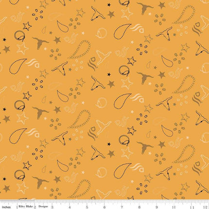 John Wayne Bandana Yellow Cotton Fabric