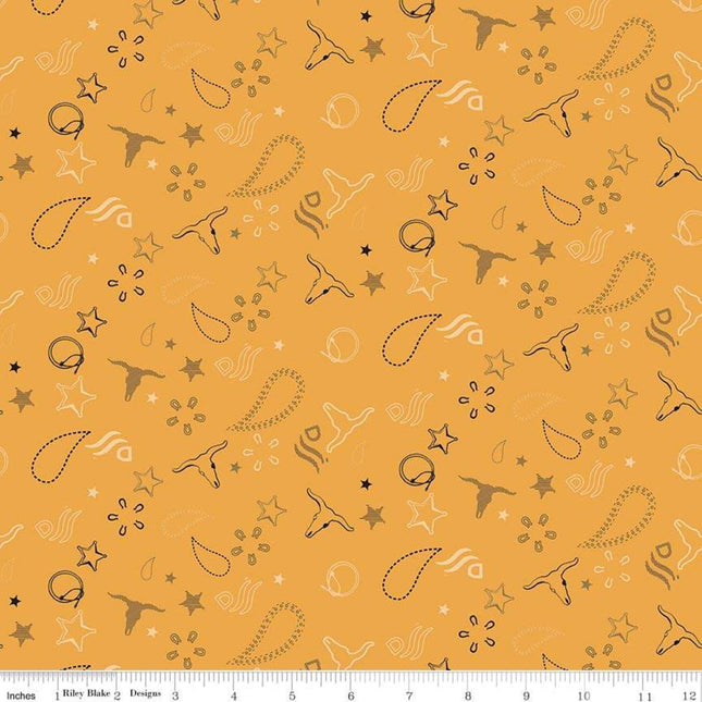 John Wayne Bandana Yellow Cotton Fabric