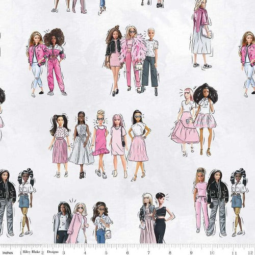 Barbie Girl Main White Cotton Fabric