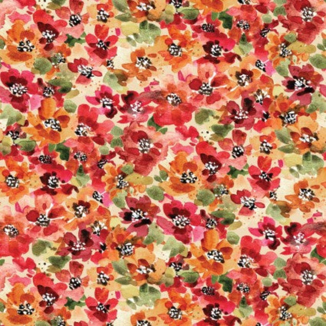 Farm Life Floral Light Butter Fabric