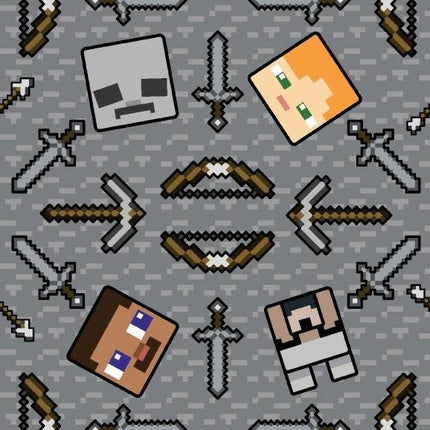 Mojang Minecraft Pixel Toile Cotton Fabric