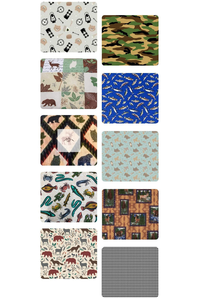 10 Fat Quarters - Assorted Wildlife & Fishing Flannel Fat Quarter Bundle