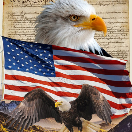 Handmade Tapestry "Eagle & Constitution 35.5" x 45”