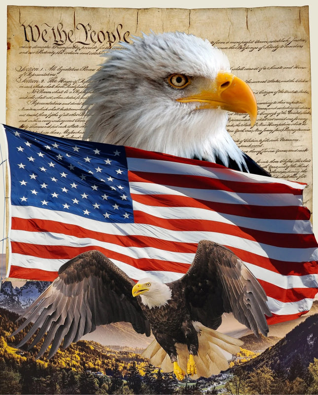 Handmade Tapestry "Eagle & Constitution 35.5" x 45”