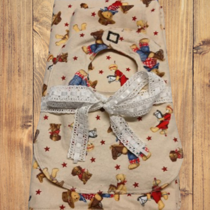 Handmade Blanket, Burp Rag/ Security Blanket, and Bib Automobiles Tan