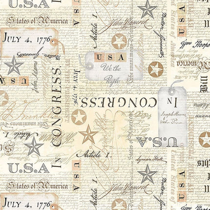 USA Bill of Rights Natural Cotton Fabric