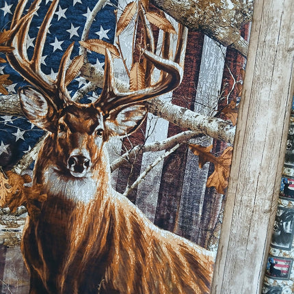 Handmade Patriotic Deer Quilt 44" x 56"