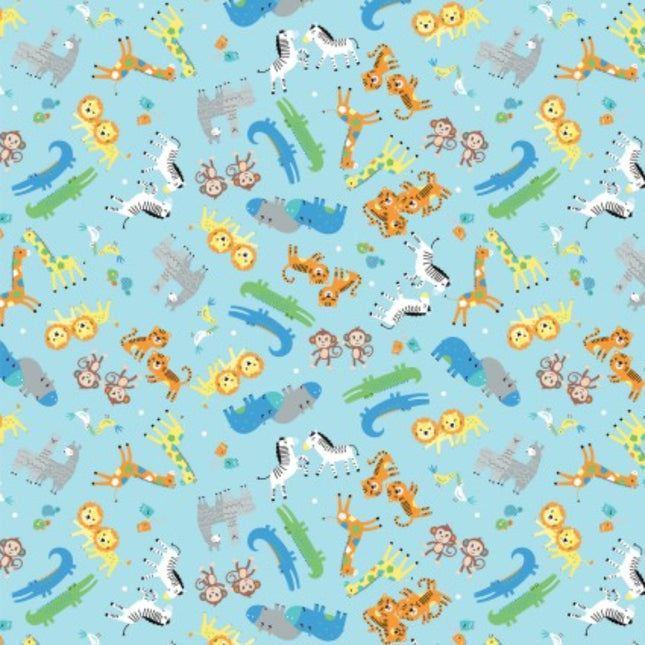 Noah's Journey Two by Two Animals Blue Cotton Fabric