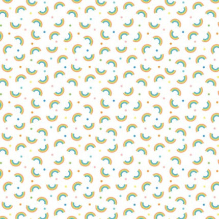 Noah's Journey Little Rainbows White Cotton Fabric