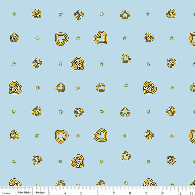 Barbie Malibu Hearts Blue Cotton Fabric Curtain