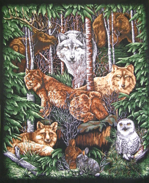 45" Wood Haven Cotton Panel Fabric