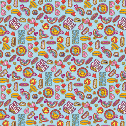 Malibu Barbie Icons Blue Cotton Fabric