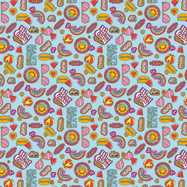 Malibu Barbie Icons Blue Cotton Fabric