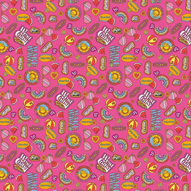 Malibu Barbie Icons Hotpink Cotton Fabric Table Runner & Placemats