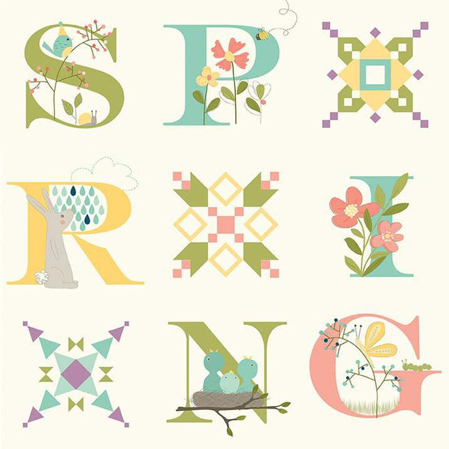 Hello Spring Cream Panel Fabric
