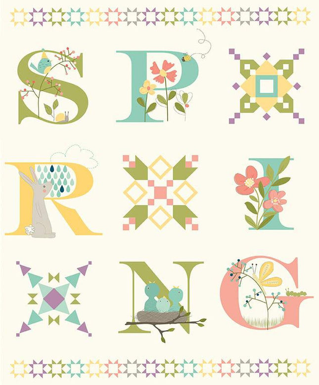 Hello Spring Cream Panel Fabric