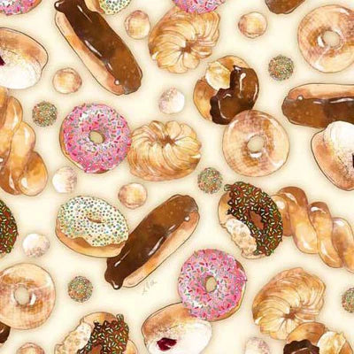 Perfect Blend Donuts Cream Cotton Fabric