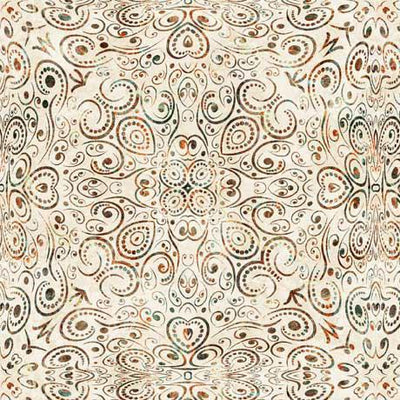 Running Wild Tooled Leather Cream Cotton Fabric