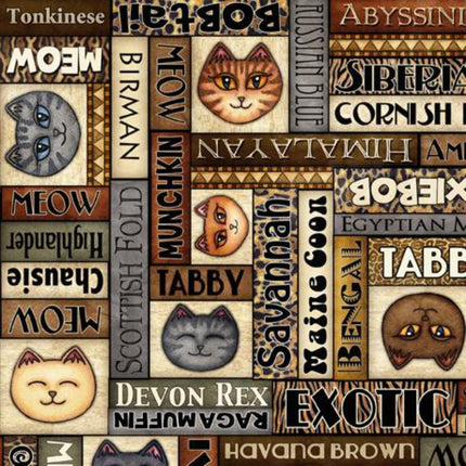 Meow Cat Patch Cotton Fabric