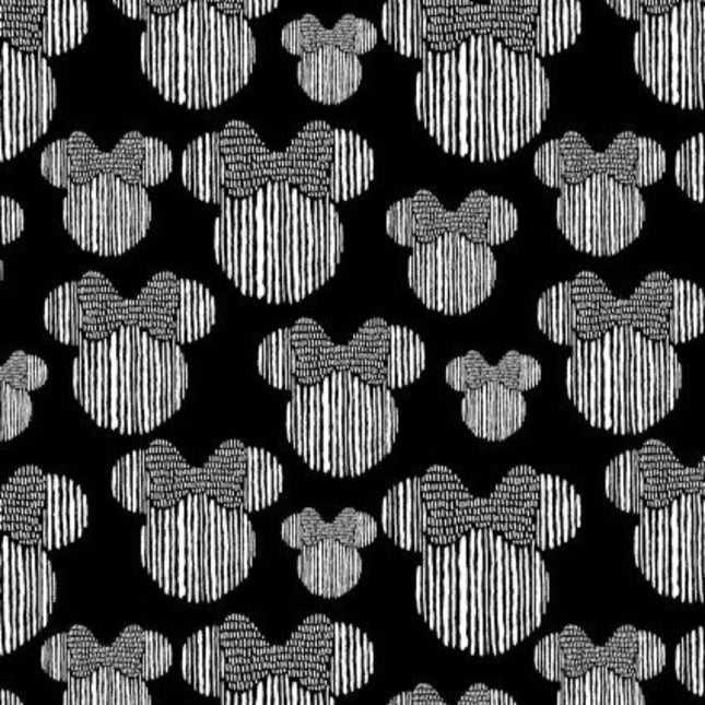Pillowcase - Minnie Mouse Heads Grey Cotton