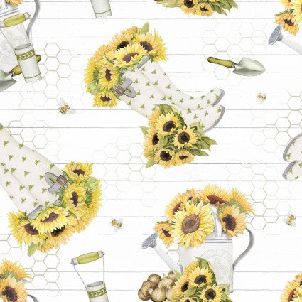 Handmade Valance or Curtain Panel Sunflower Garden Rain Boots