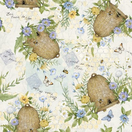 Pillowcase - Sweet As Can Bee Tossed Hives and Floral Cotton