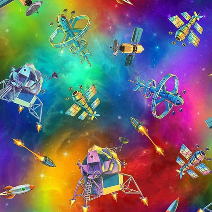 Handmade Valance or Curtain Panel Spacecraft Multi