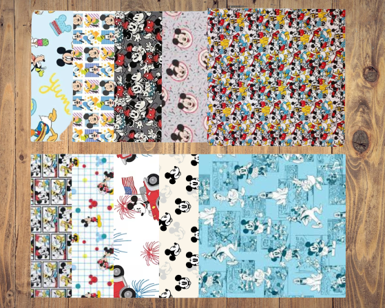 10 Half Yards  -   Assorted Disney Mickey Mouse Half Yard Bundle