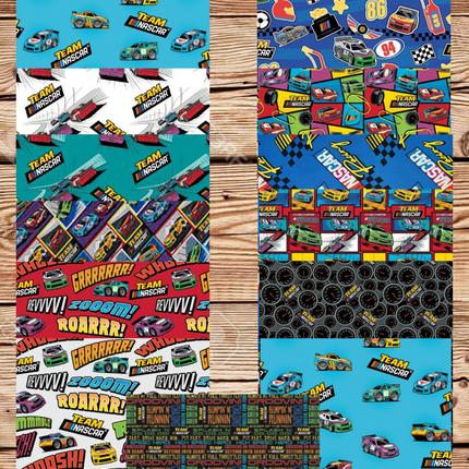 Car Racing by Camelot 12 Print Bundle, FAT Quarter, 1/2 Yard, or 1 Yard Cotton Fabric