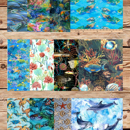 Assorted Under the Ocean Flat Fold Assortment 25 Yard Bundle Cotton Fabric