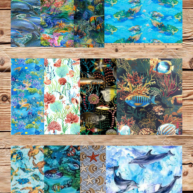 Assorted Under the Ocean Flat Fold Assortment 25 Yard Bundle Cotton Fabric