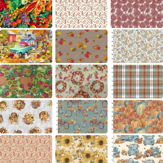 10 Fat Quarters - Assorted Autumn Fall Fat Quarter Bundle