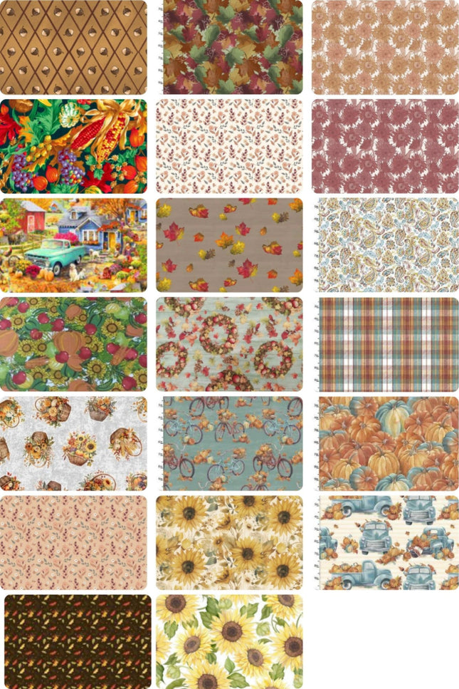 Assorted Autumn Fall Flat Fold Assortment 10 Yard Bundle Cotton Fabric
