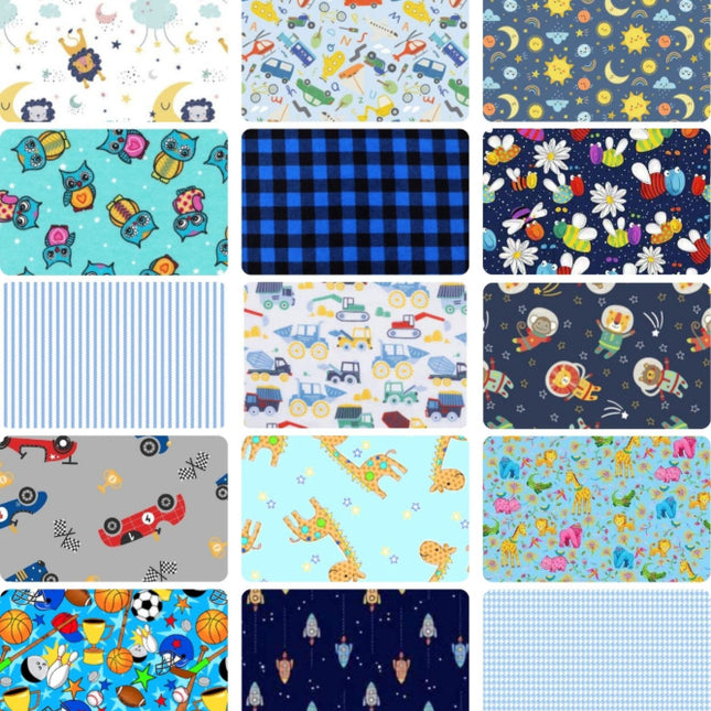 10 Fat Quarters - Assorted Blue Flannel Fat Quarter Bundle