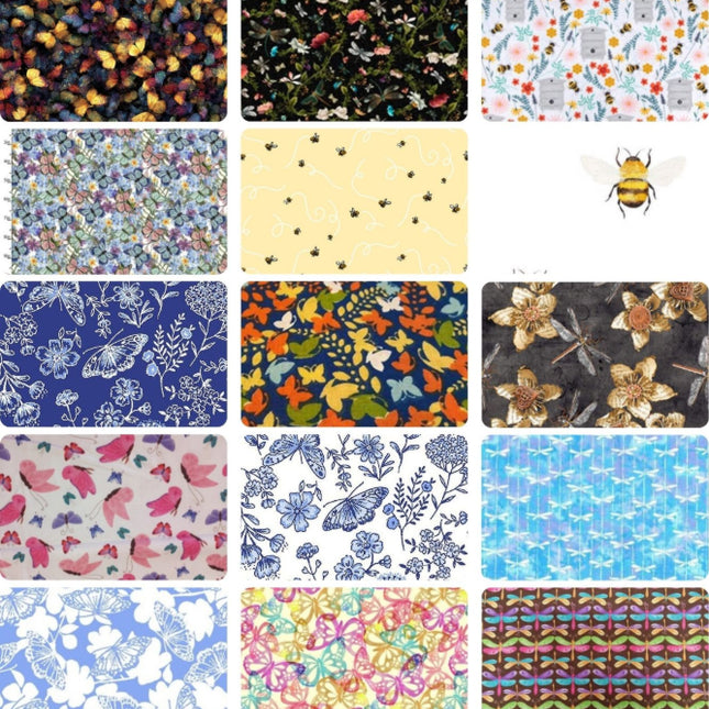 Assorted Butterflies & Insects Fabric - 1 lb Scrap Bundle
