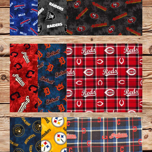10 Fat Quarters -  Assorted Sports Flannel Fat Quarter Bundle
