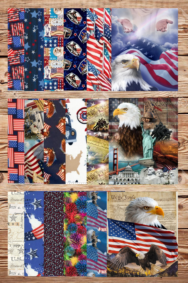 Assorted Patriotic Flat Fold Assortment 25 Yard Bundle Cotton Fabric