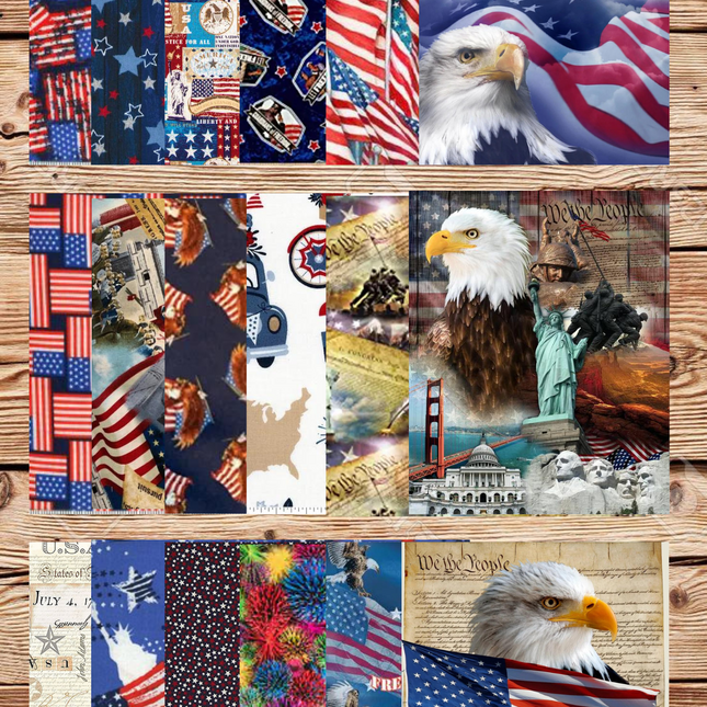 Assorted Patriotic Fabric - 1 lb Scrap Bundle