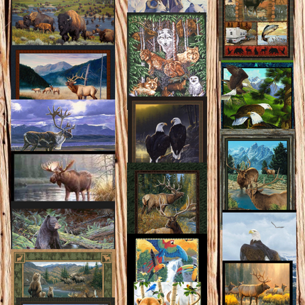 Assorted Wildlife Panel Flat Fold Assortment Bundle Cotton Fabric
