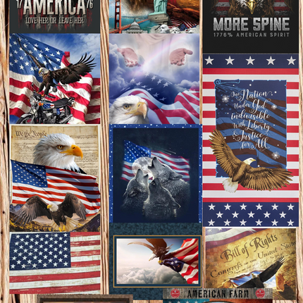 Assorted Patriotic Panel Flat Fold Assortment Bundle Cotton Fabric