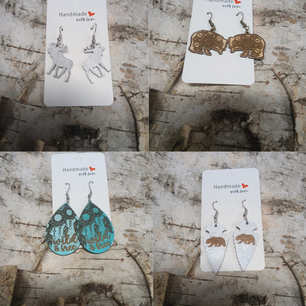 Handmade with Love - Natural Wood Earrings - Set of 4 Free and Wild