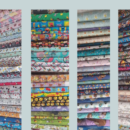 Assorted Character Cotton - 1/2 Yard Cuts -  20 Prints- Fabric Bundle