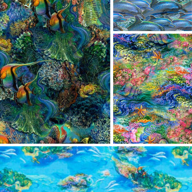 Assorted Call of the Sea Flat Fold Assortment 10 or 25 Yards Bundle Cotton Fabric