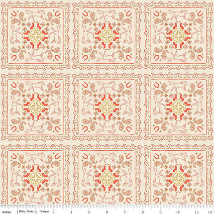 Wild Rose Bandanas Cream Cotton Fabric