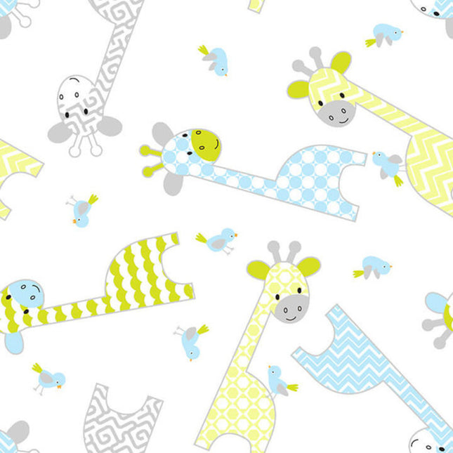 Giraffe White Flannel Fabric